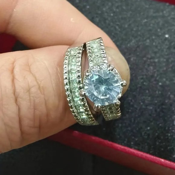 New Fashion & Exquisite Men's Beautiful Princess Square Zircon Ring Set Jewelry - Picture 5 of 7